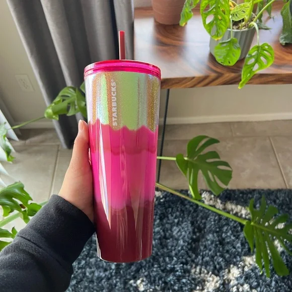 Starbucks | Kitchen | Starbucks Holiday 222 Iridescent Watercolor Pink  Waves Cold Cup Tumbler 24 Oz | Poshmark